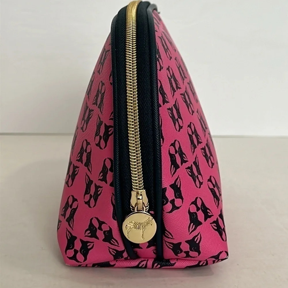 Dabney Lee Cosmetic Toiletries Travel French Bulldog/Boston Terrier Pink & Navy.